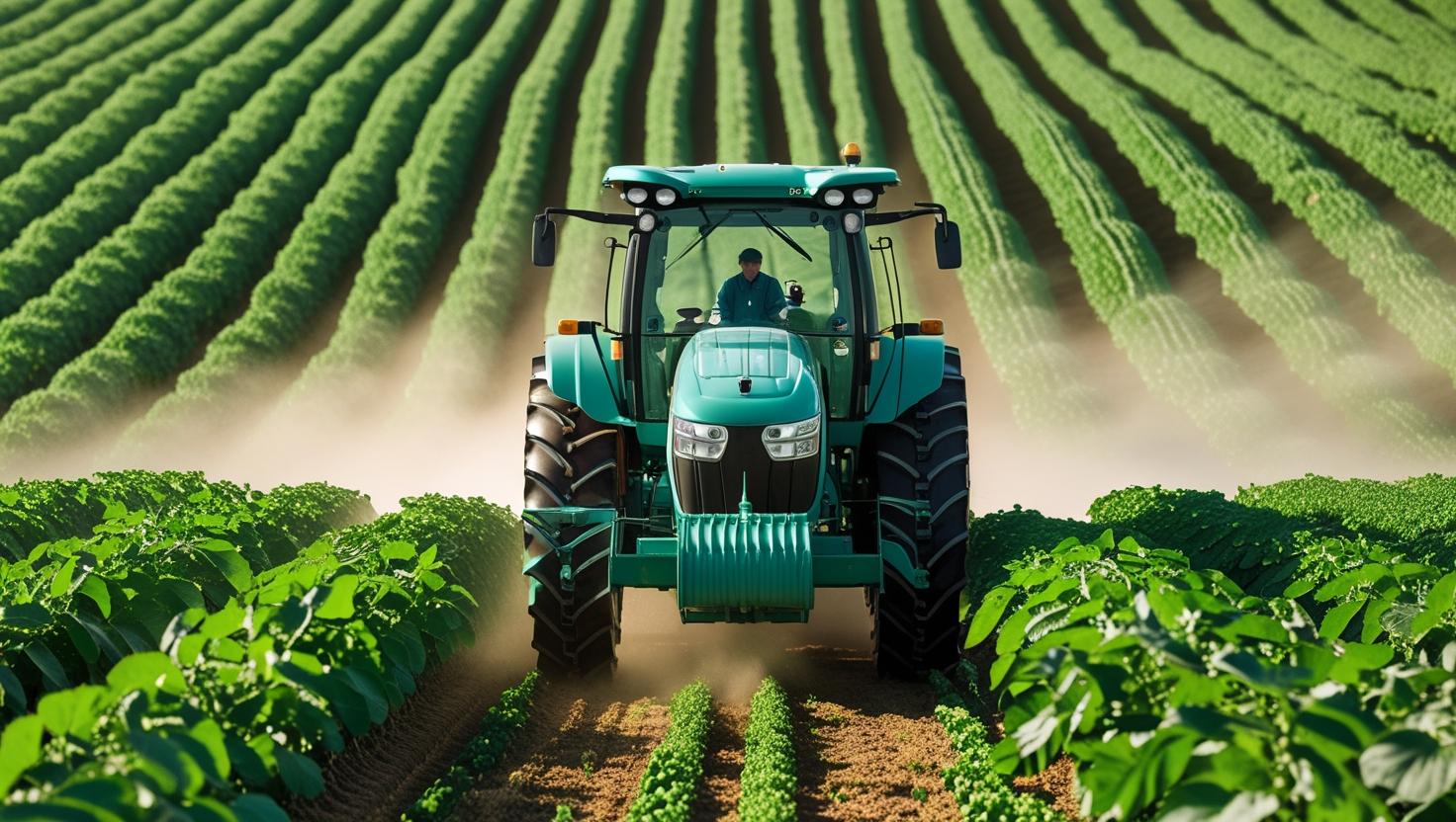 a tractor driving through a field
